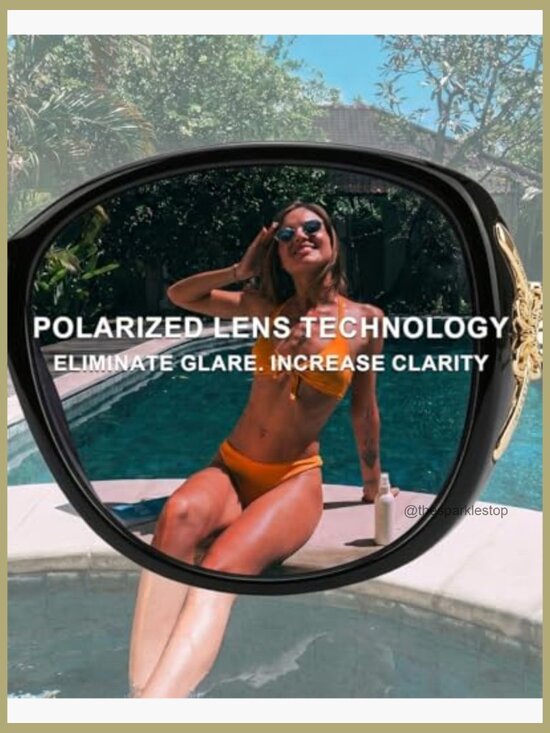 Oversized Polarized Sunglasses with UV400 Protection Retro Cat Accents main image 6